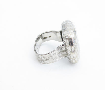 925 Sterling Silver  Vintage Hammered Square Dome Cocktail Ring Sz 5.5  RG6464
