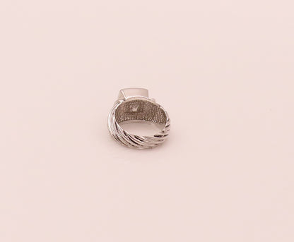925 Sterling Silver  Vintage Minimalist Onyx Rope Carved Ring Sz 7.25  RG26728