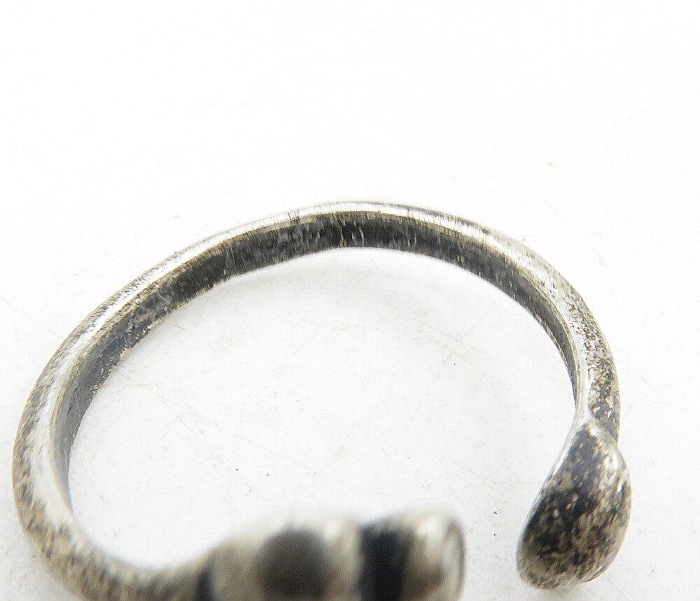 925 Sterling Silver  Vintage Dark Tone Love Heart Wrap Band Ring Sz 9  RG9046