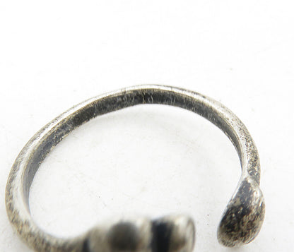 925 Sterling Silver  Vintage Dark Tone Love Heart Wrap Band Ring Sz 9  RG9046