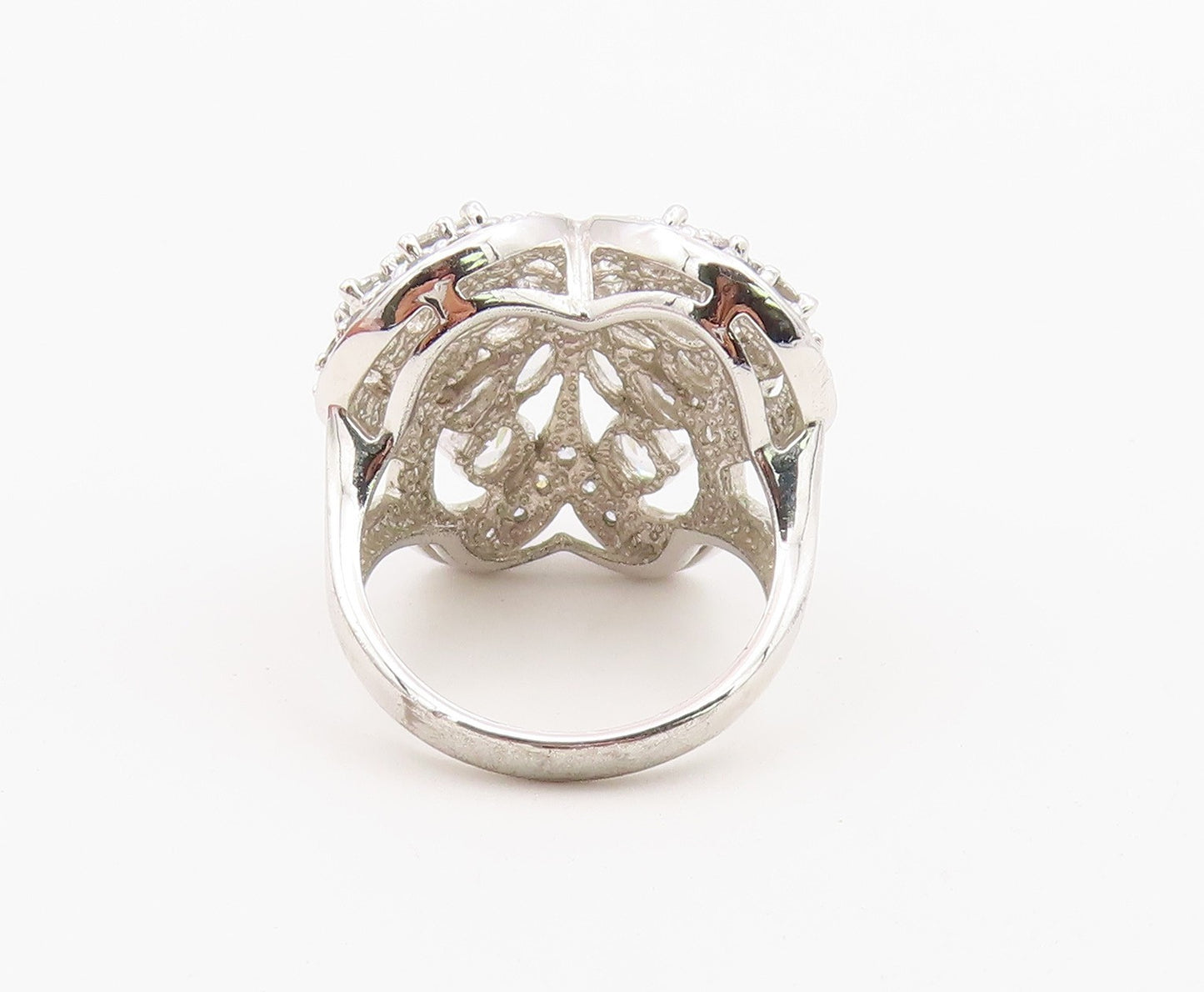 925 Sterling Silver Vintage Ring Elegant CZ Butterfly Cluster  Sz 7.5  RG36632
