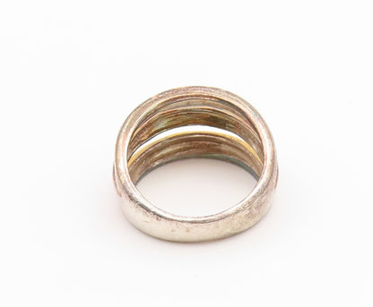 925 Sterling Silver Vintage Ring Multi Tone Interlocking Band  Sz 8  RG36952
