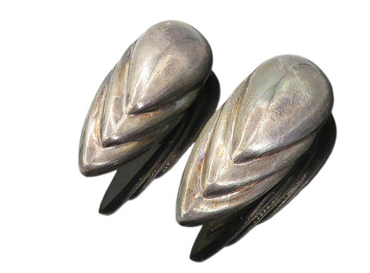 925 Sterling Silver  Vintage Dark Tone Pointed Dome Non Pierce Earrings EG4217