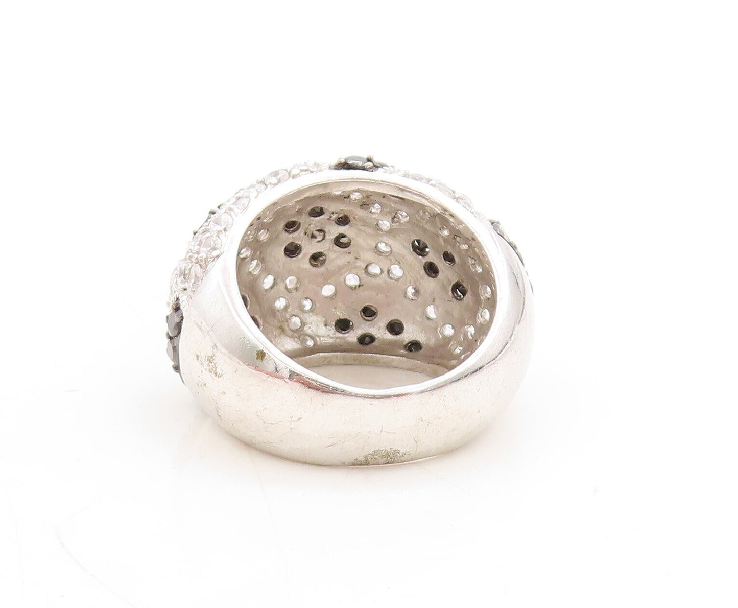 925 Sterling Silver Vintage Ring Designer Spinel & Topaz Inlay  Sz 7  RG31274