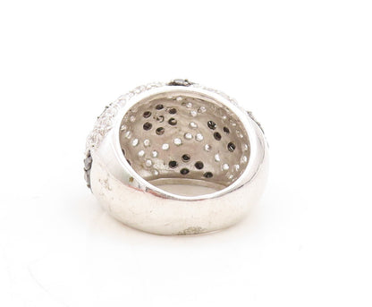 925 Sterling Silver Vintage Ring Designer Spinel & Topaz Inlay  Sz 7  RG31274