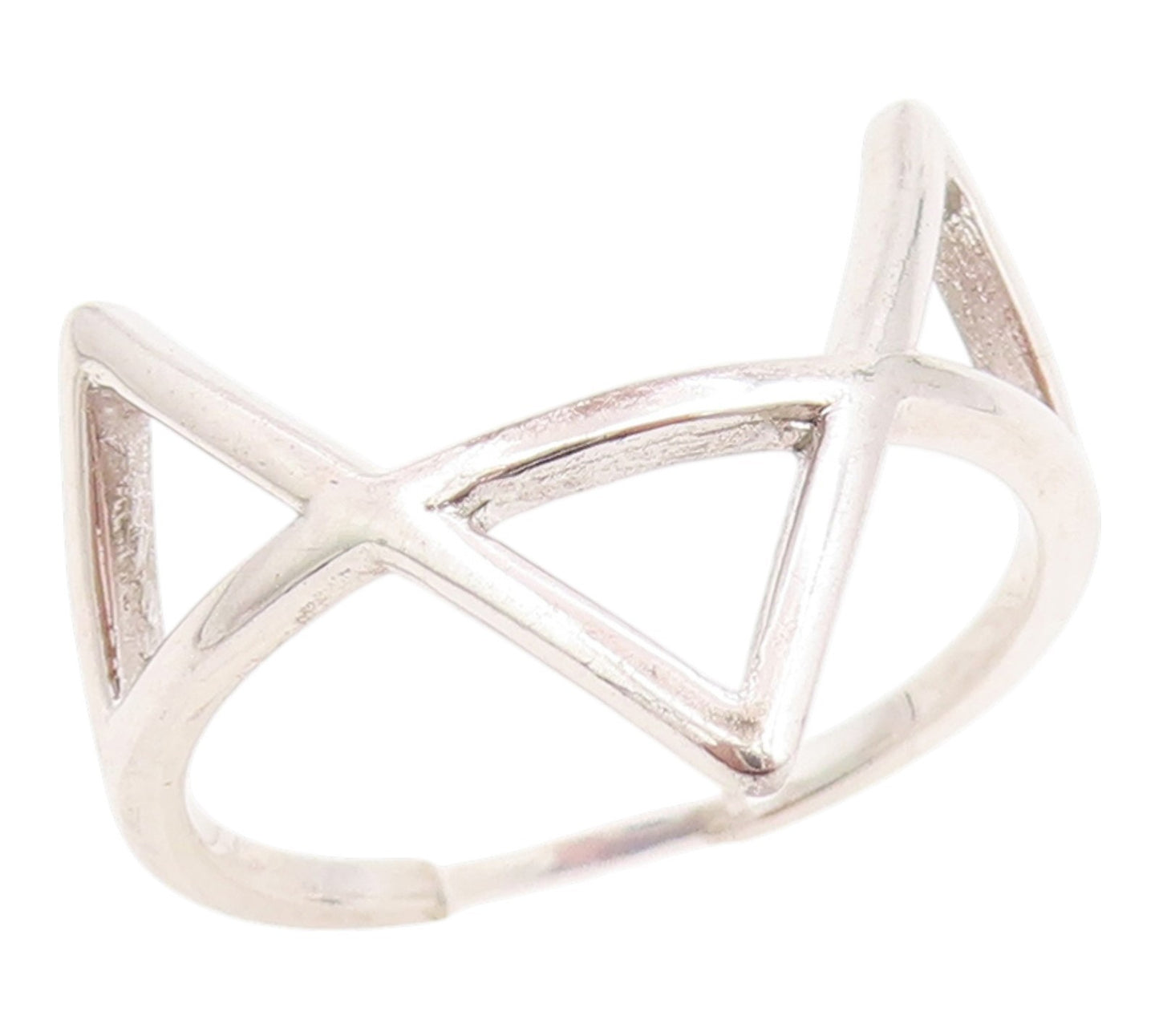 925 Sterling Silver Vintage Ring Minimalist Open Triangles Band  Sz 7  RG35708