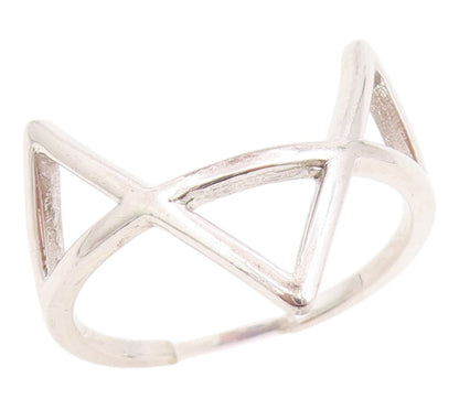 925 Sterling Silver Vintage Ring Minimalist Open Triangles Band  Sz 7  RG35708
