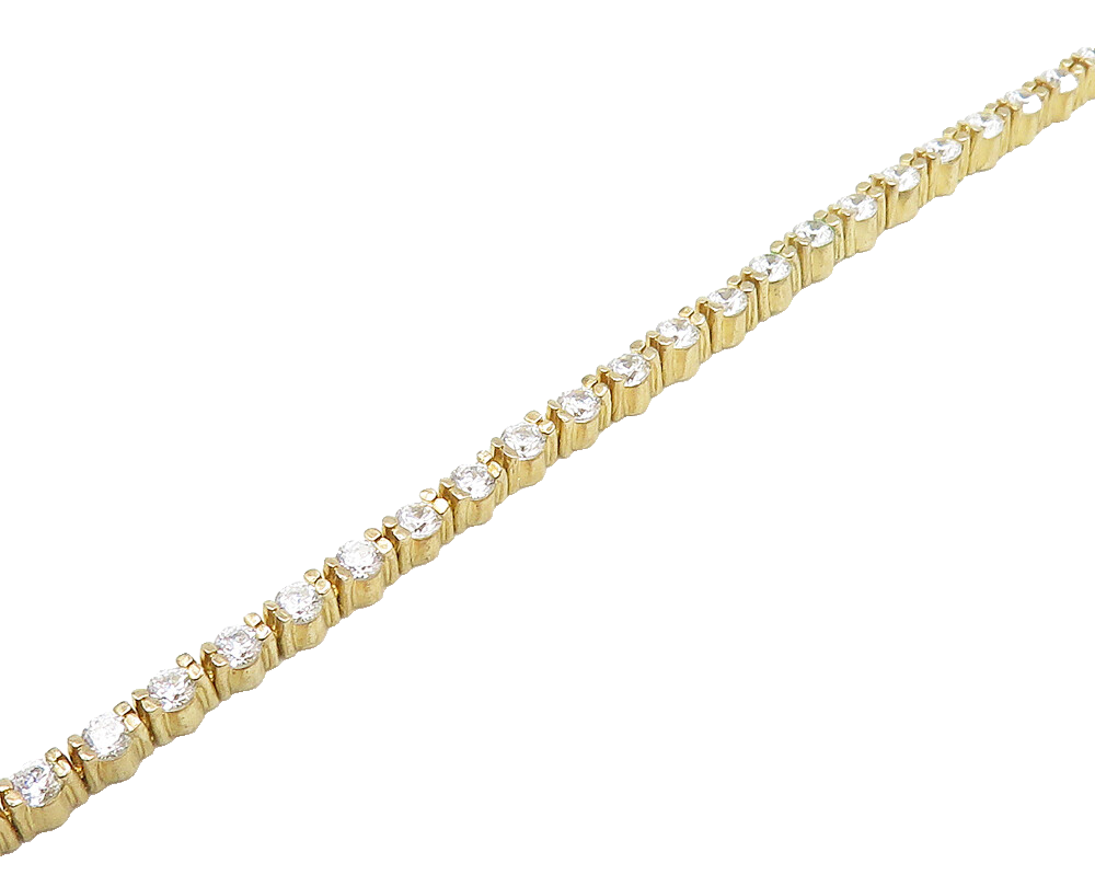 925 Sterling Silver Shiny Cubic Zirconia Gold Plated Tennis Bracelet  BT7372