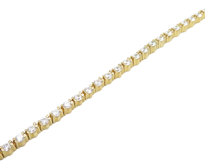 925 Sterling Silver Shiny Cubic Zirconia Gold Plated Tennis Bracelet  BT7372