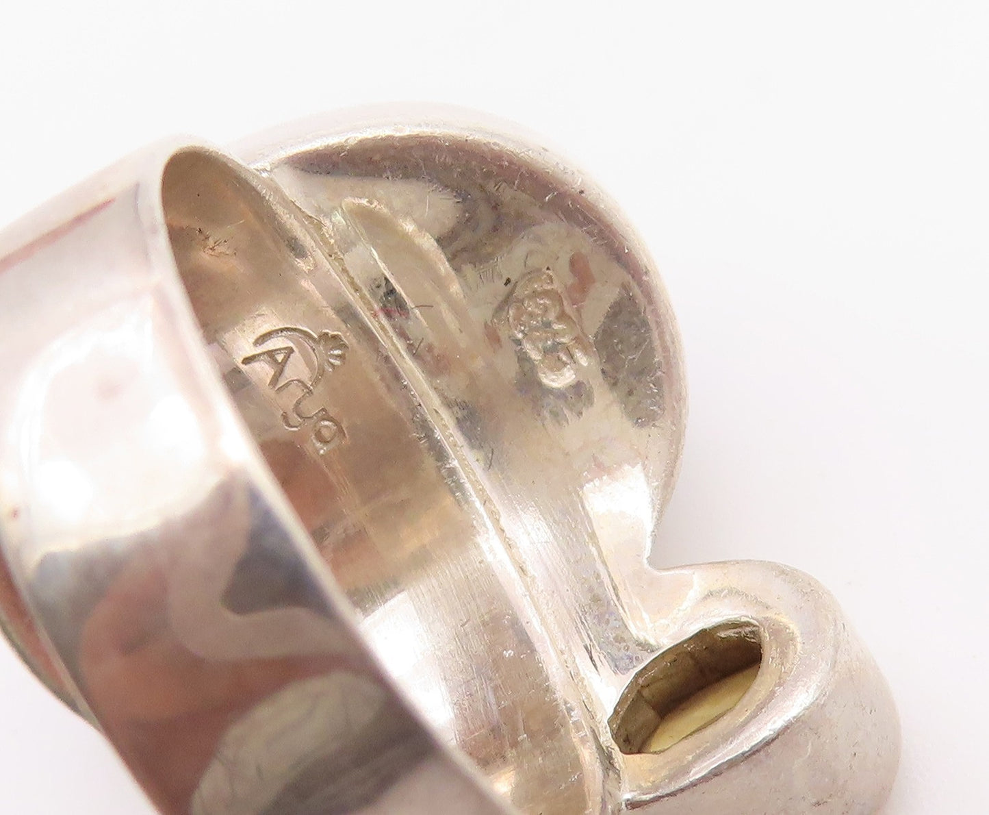 925 Sterling Silver Vintage Ring ARYA Fossil Agate & Gemstone Band Sz 7 RG36665