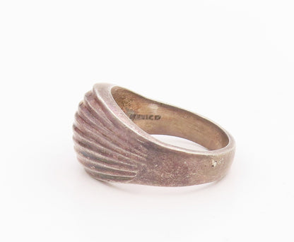 925 Sterling Silver Vintage Ring MEXICO Wavy Grooved Dome Band  Sz 8.5  RG34490
