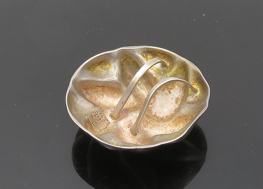 MEXICO 925 Sterling Silver  Vintage Dark Tone Floral Dome Pendant  PT16164