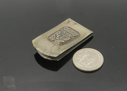 925 Sterling Silver  Vintage Antique Warrior Statue Oxidized Money Clip TR2899