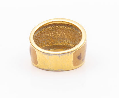 925 Sterling Silver Vintage Ring DAVID SIGAL Gold Plated Enameled  SZ 9  RG32207