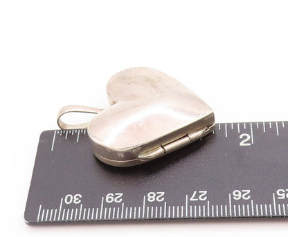 925 Sterling Silver Vintage Pendant Minimalist Solid Love Heart OPENS  PT25135