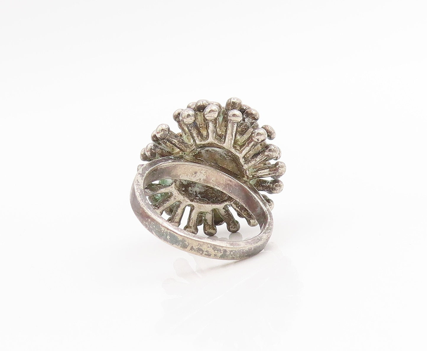 925 Sterling Silver Vintage Ring Dark Tone Amorphous Dome Band  Sz 7.5  RG33902