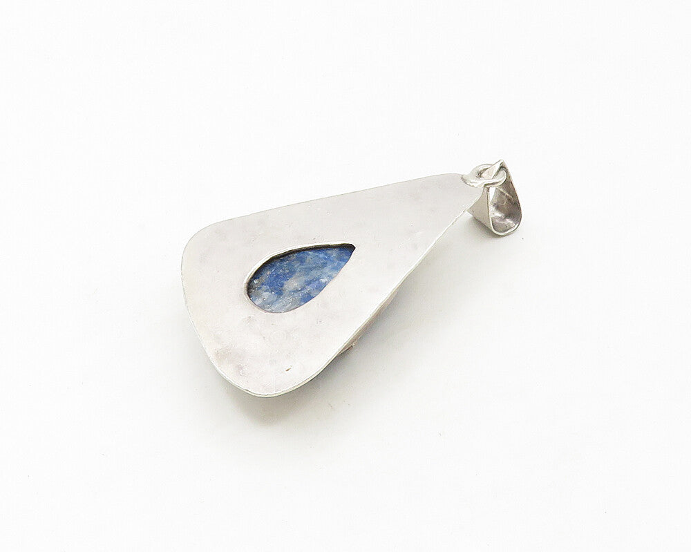 925 Sterling Silver  Vintage Sodalite Modernist Design Pendant  PT14050