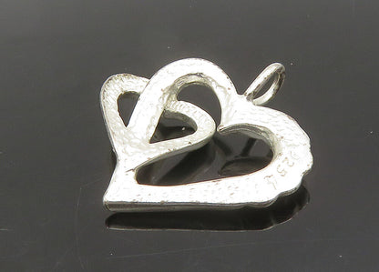 925 Sterling Silver  Vintage Shiny Diamond Cut Love Hearts Pendant  PT17286