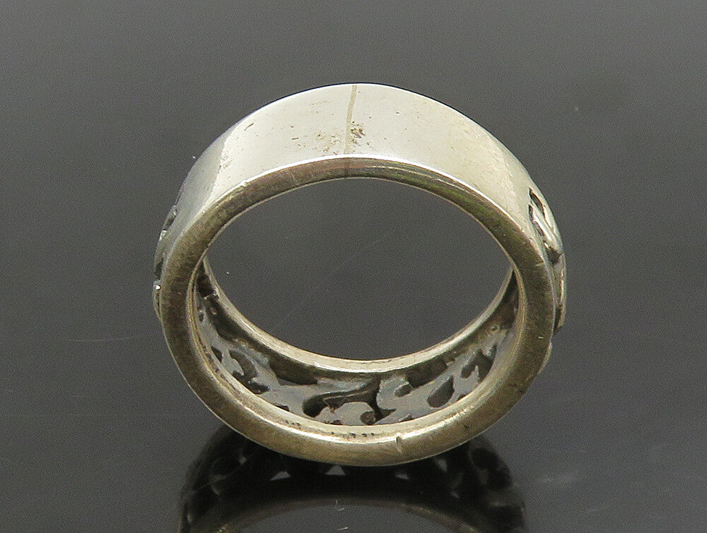 925 Sterling Silver  Vintage Vine Swirl Cutout Band Ring Sz 9  RG24487