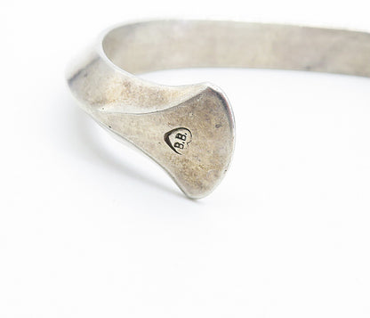 B.B. BECKER 925 Sterling Silver  Vintage Smooth Angled Cuff Bracelet  BT3362