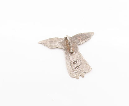 925 Sterling Silver Vintage Pendant Little Guardian Angel With Heart   PT24823