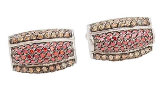 925 Sterling Silver Vintage Cuff Links Dual Colored CZ Cluster Design  TR4048