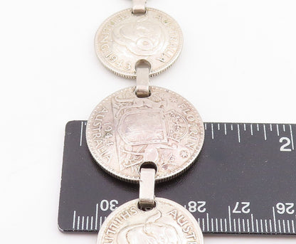 925 Sterling Silver Vintage Bracelet Antique Australian Florin Coin  BT11426