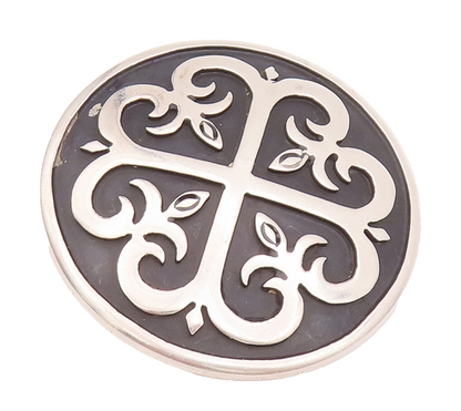 925 Sterling Silver Vintage Brooch Pin TAXCO Swirly Carved Heart Flower  BP10753