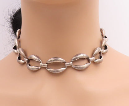925 Sterling Silver Vintage Necklace DANECRAFT  Puffed Oval Link Chain  NE4635