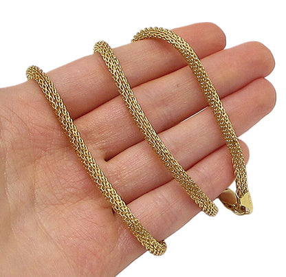 Gold Over 925 Sterling Silver Cylindrical Laced Chain Mail Necklace PT2177