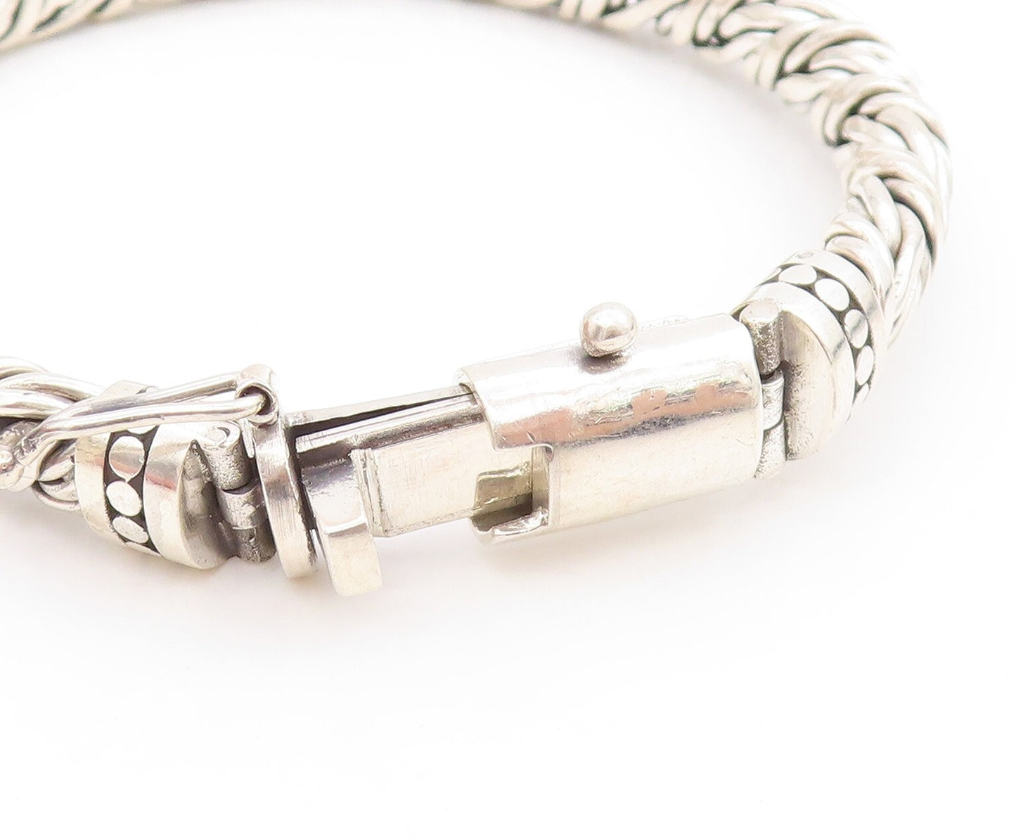 925 Sterling Silver Vintage Bracelet SAMUEL BENHAM Brutalist Braded BT10997