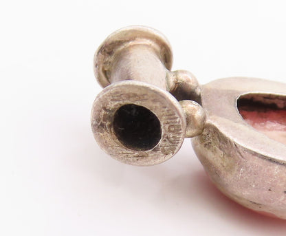 925 Sterling Silver Vintage Pendant Drop Shape Cabochon Gemstone  PT24659