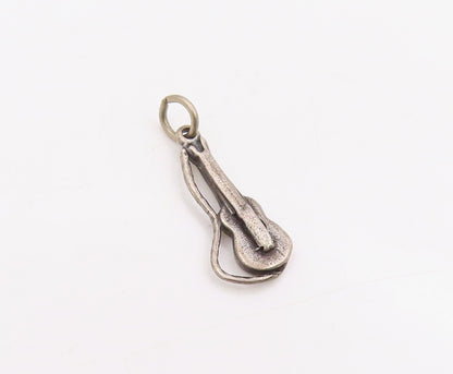 925 Sterling Silver Vintage Pendant 3D Miniature Musical Guitar Charm  PT25412