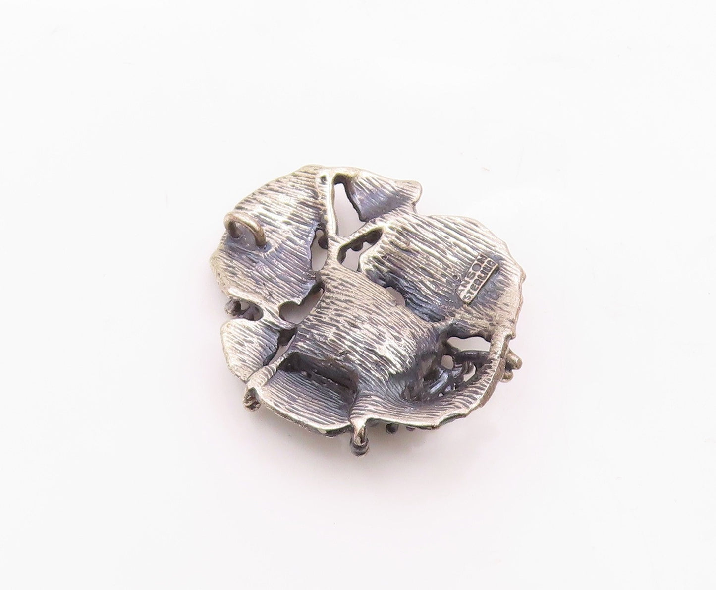 ANSON 925 Sterling Silver   Vintage Cultured Pearl Oxidized Pendant  PT18290