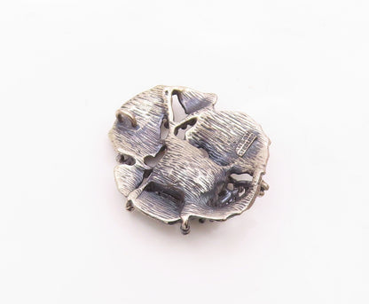 ANSON 925 Sterling Silver   Vintage Cultured Pearl Oxidized Pendant  PT18290