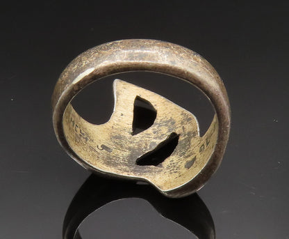 MEXICO 925 Silver  Vintage Open Modernist Pointed Abstract Ring Sz 6  RG24745