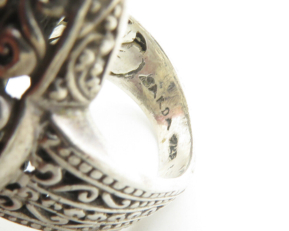 SARDA 925 Silver  Vintage Mystic Topaz Ornate Swirl Cocktail Ring Sz 5 RG19311