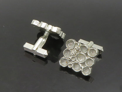 925 Sterling Silver  Vintage EUROPEAN Circle Pattern Square Cufflinks  TR3267