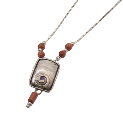 SILPADA 925 Silver  Vintage Carved Solid Pendent Goldstone Necklace  NE4104