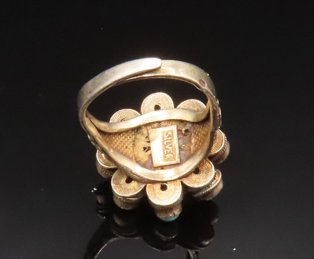 925 Sterling Silver Vintage Antique Chinese Export Gemstone Ring Sz 8 RG25254