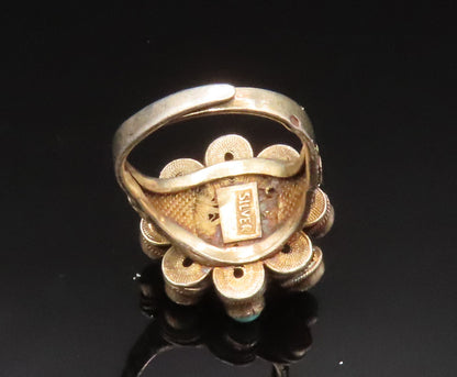 925 Sterling Silver Vintage Antique Chinese Export Gemstone Ring Sz 8 RG25254