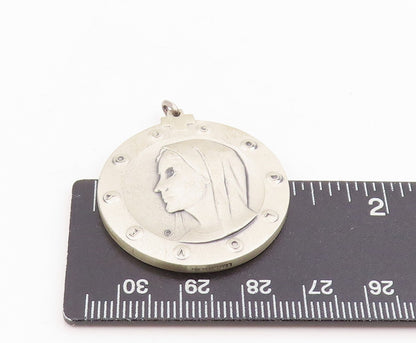 925 Sterling Silver Vintage Pendant God Love You Mother Mary Medallion  PT25705