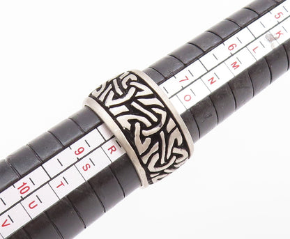 925 Sterling Silver Vintage Ring Dark Tone Celtic Knots Carved  Sz 8  RG32477