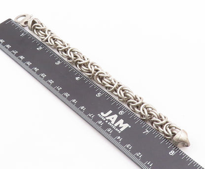 925 Sterling Silver Vintage Bracelet Dark Tone Brutalist Linked Rings  BT11074