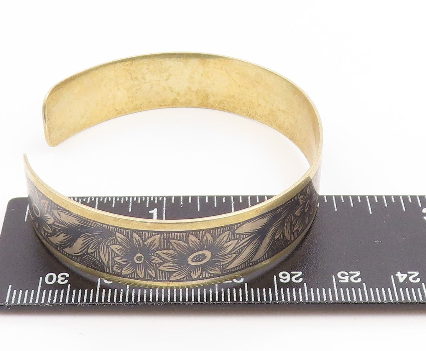 925 Sterling Silver Vintage Bracelet Gold Plated EAST EUROPE Floral Cuff BT11895