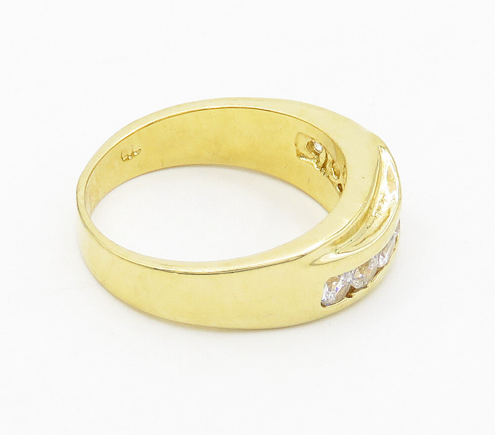 925 Sterling Silver  Shiny Cubic Zirconia Gold Plated Band Ring Sz 9  RG15905