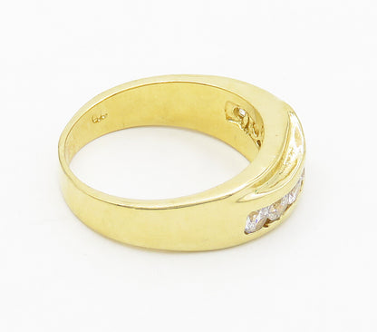 925 Sterling Silver  Shiny Cubic Zirconia Gold Plated Band Ring Sz 9  RG15905