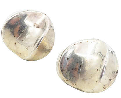 MEXICO 925 Sterling Silver  Vintage Concave Round Non Pierce Earrings  EG4334
