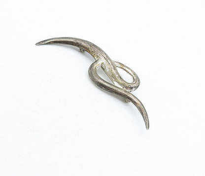 MEXICO 925 Sterling Silver  Vintage Dark Tone Swirl Design Brooch Pin  BP1558