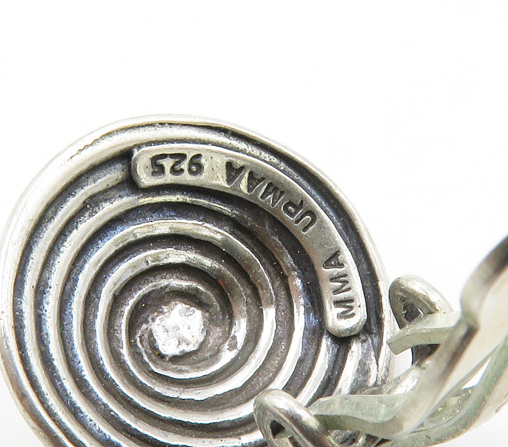 MMA 925 Sterling Silver  Vintage Shiny Spiral Dome Non Pierce Earrings  EG7561